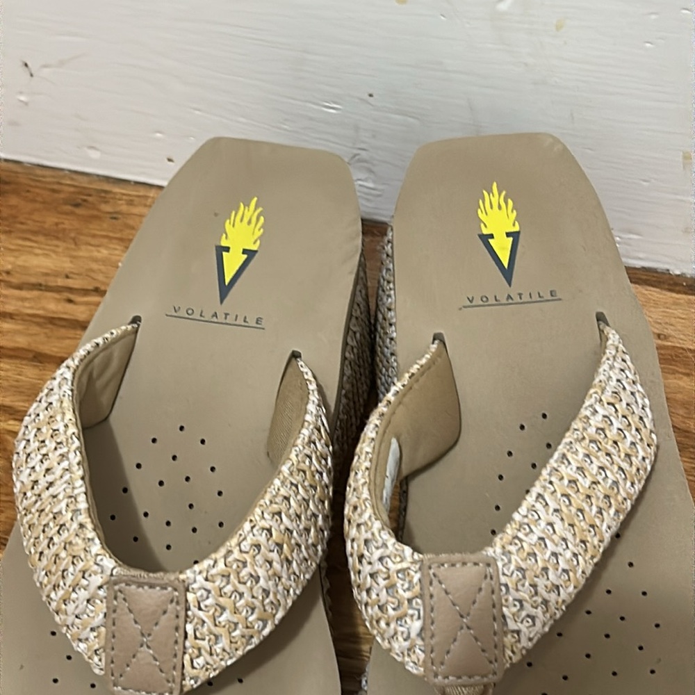Stylish Tan Wedge Sandals - Picture 2 of 4